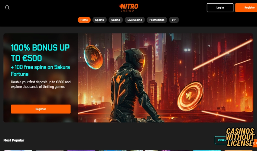 Bonuses and promotions at Nitro Casino 